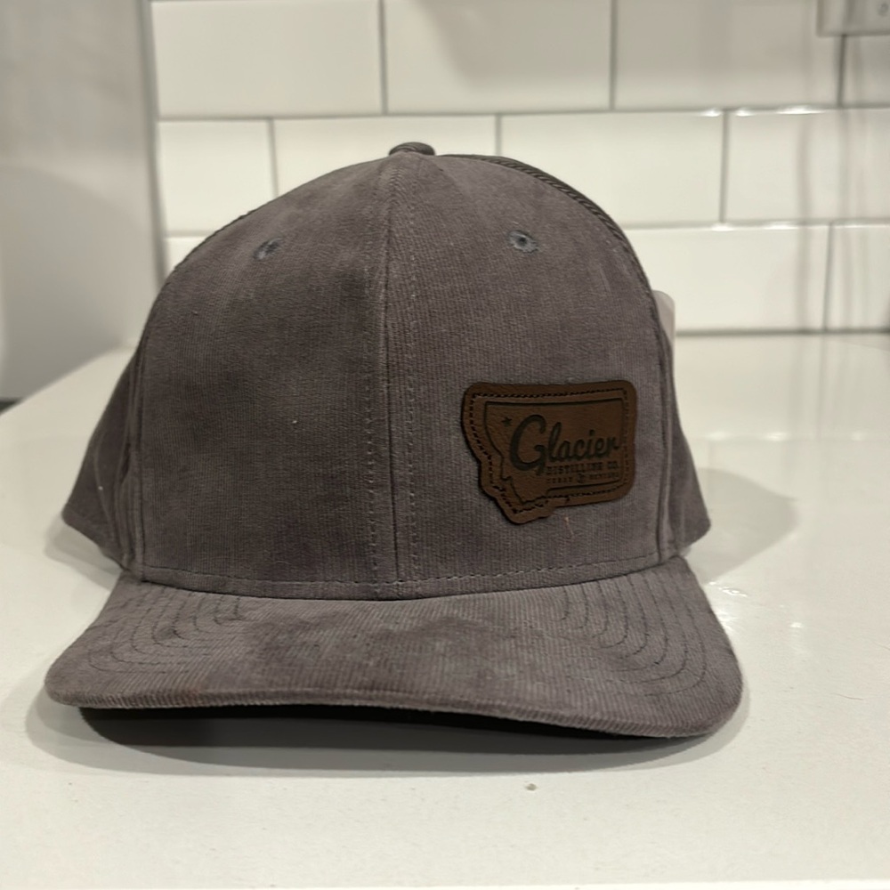NWT Gray Corduroy Adjustable Trucker Hat from Glacier Distillery in MT